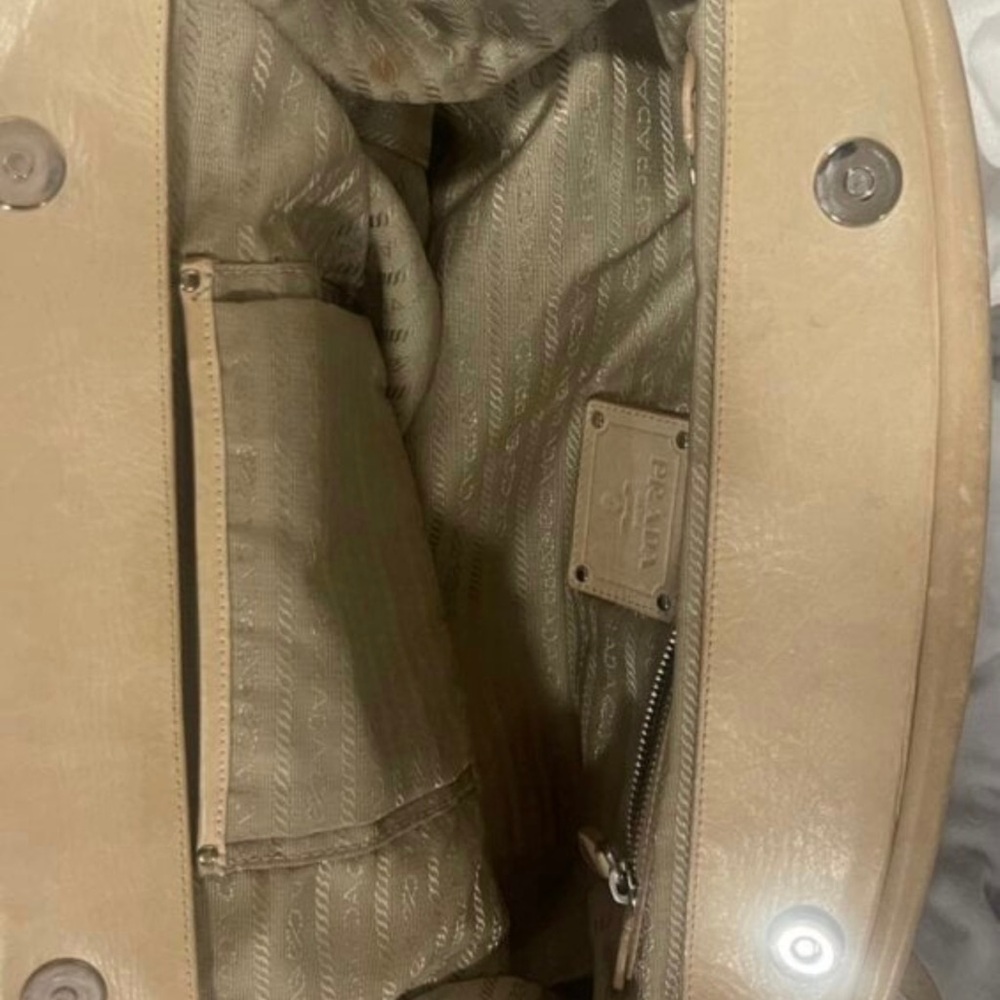 Prada Tan Leather Shoulder Bag with Buckle Straps - Picture 6 of 10